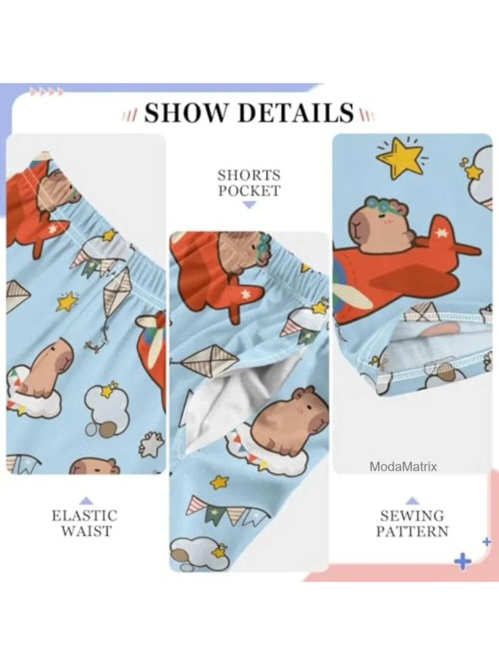 Kids Cartoon Capybara Pilot Pajama Pants Soft Sleepwear Lounge Bottoms 6-14Y
